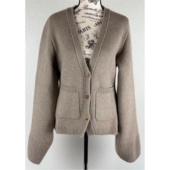 KHAITE NWT Scarlet Cashmere Cardigan Sweater Barley, size Medium - Picture 2 of 16